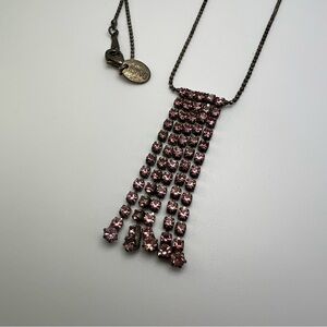 Icing vintage pink rhinestones waterfall necklace